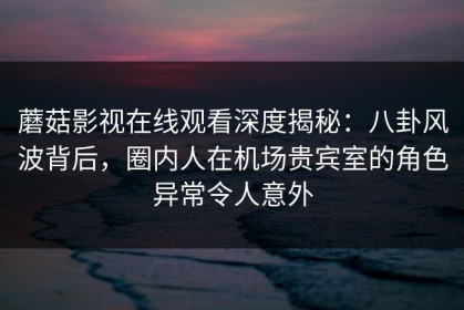 蘑菇影视在线观看深度揭秘：八卦风波背后，圈内人在机场贵宾室的角色异常令人意外