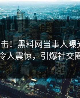 深夜直击！黑料网当事人曝光真相，令人震惊，引爆社交圈