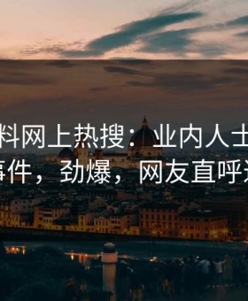 刚刚黑料网上热搜：业内人士卷入花絮事件，劲爆，网友直呼过瘾