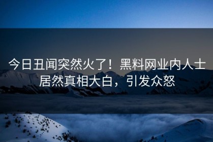 今日丑闻突然火了！黑料网业内人士居然真相大白，引发众怒