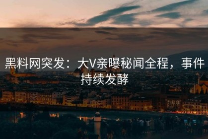 黑料网突发：大V亲曝秘闻全程，事件持续发酵