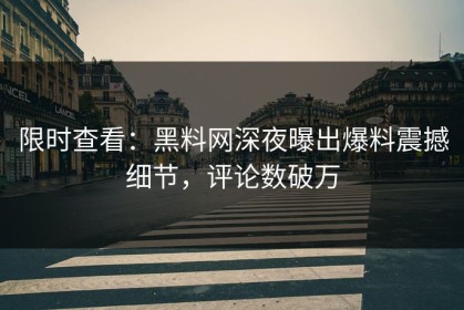 限时查看：黑料网深夜曝出爆料震撼细节，评论数破万