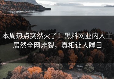 本周热点突然火了！黑料网业内人士居然全网炸裂，真相让人瞠目