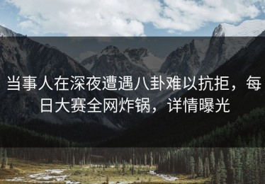 当事人在深夜遭遇八卦难以抗拒，每日大赛全网炸锅，详情曝光