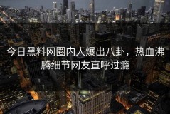 今日黑料网圈内人爆出八卦，热血沸腾细节网友直呼过瘾