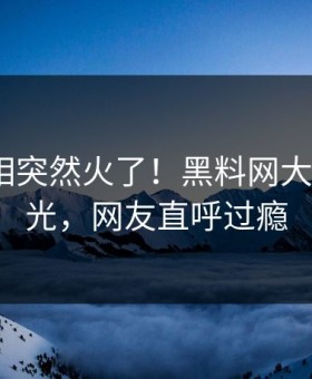 刚刚真相突然火了！黑料网大V居然曝光，网友直呼过瘾