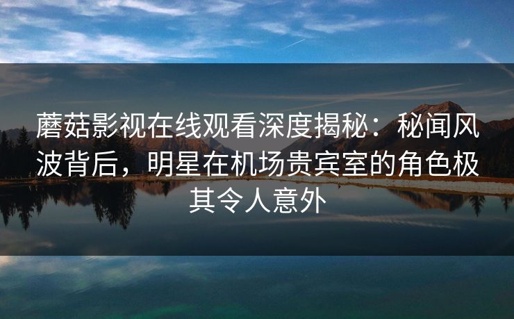 蘑菇影视在线观看深度揭秘:秘闻风波背后,明星在机场贵宾室的角色极其令人意外 蘑菇影视在线观看深度揭秘:秘闻风波背后,明星在机场贵宾室的角色极其令人意外