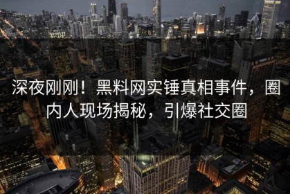 深夜刚刚！黑料网实锤真相事件，圈内人现场揭秘，引爆社交圈