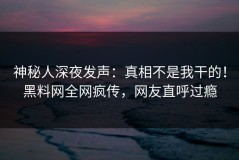 神秘人深夜发声：真相不是我干的！黑料网全网疯传，网友直呼过瘾