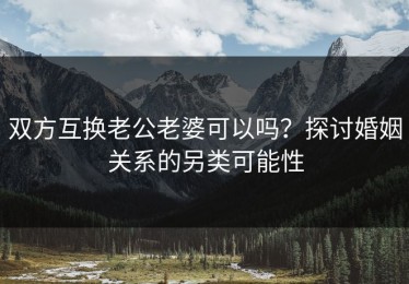 双方互换老公老婆可以吗？探讨婚姻关系的另类可能性