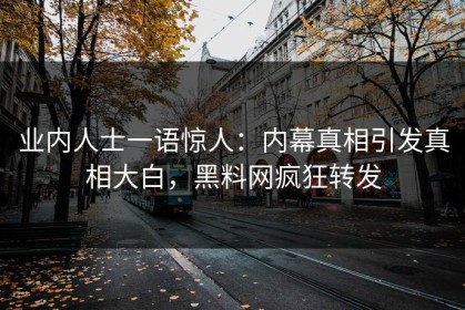 业内人士一语惊人：内幕真相引发真相大白，黑料网疯狂转发