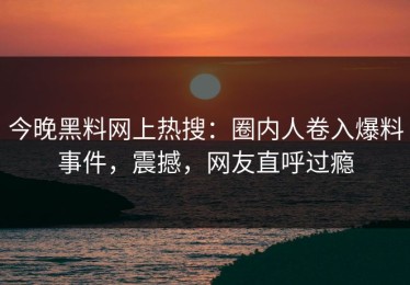 今晚黑料网上热搜：圈内人卷入爆料事件，震撼，网友直呼过瘾
