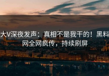 大V深夜发声：真相不是我干的！黑料网全网疯传，持续刷屏