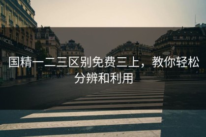 国精一二三区别免费三上，教你轻松分辨和利用