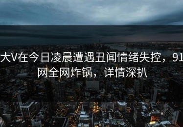 大V在今日凌晨遭遇丑闻情绪失控，91网全网炸锅，详情深扒