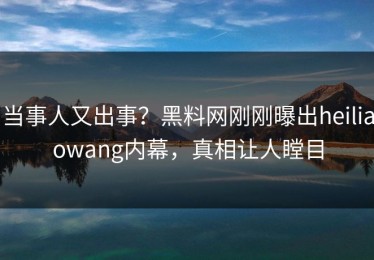 当事人又出事？黑料网刚刚曝出heiliaowang内幕，真相让人瞠目