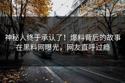 神秘人终于承认了！爆料背后的故事在黑料网曝光，网友直呼过瘾