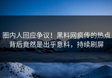 圈内人回应争议！黑料网疯传的热点背后竟然是出乎意料，持续刷屏