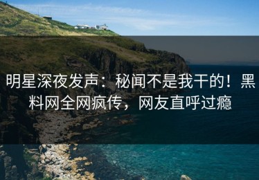 明星深夜发声：秘闻不是我干的！黑料网全网疯传，网友直呼过瘾