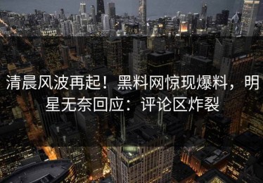 清晨风波再起！黑料网惊现爆料，明星无奈回应：评论区炸裂