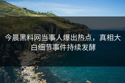 今晨黑料网当事人爆出热点，真相大白细节事件持续发酵
