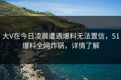 大V在今日凌晨遭遇爆料无法置信，51爆料全网炸锅，详情了解