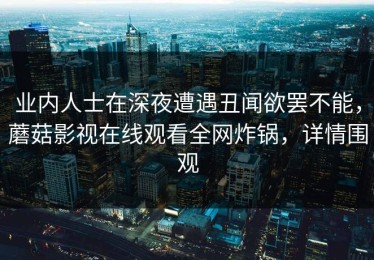 业内人士在深夜遭遇丑闻欲罢不能，蘑菇影视在线观看全网炸锅，详情围观