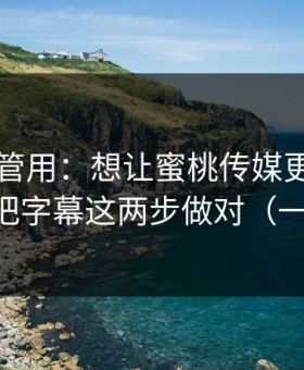 冷门但管用：想让蜜桃传媒更对你胃口？先把字幕这两步做对（一条讲透）