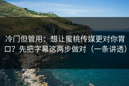 冷门但管用：想让蜜桃传媒更对你胃口？先把字幕这两步做对（一条讲透）