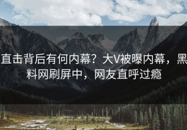直击背后有何内幕？大V被曝内幕，黑料网刷屏中，网友直呼过瘾