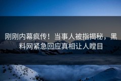 刚刚内幕疯传！当事人被指揭秘，黑料网紧急回应真相让人瞠目