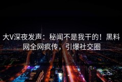 大V深夜发声：秘闻不是我干的！黑料网全网疯传，引爆社交圈