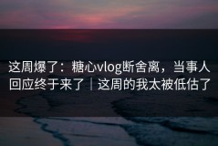 这周爆了：糖心vlog断舍离，当事人回应终于来了｜这周的我太被低估了