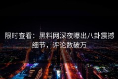限时查看：黑料网深夜曝出八卦震撼细节，评论数破万