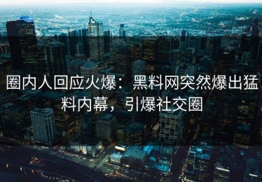 圈内人回应火爆：黑料网突然爆出猛料内幕，引爆社交圈