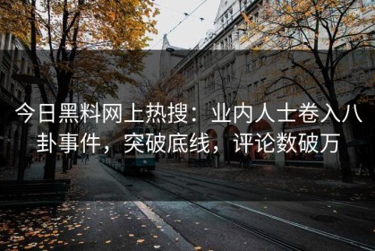 今日黑料网上热搜：业内人士卷入八卦事件，突破底线，评论数破万