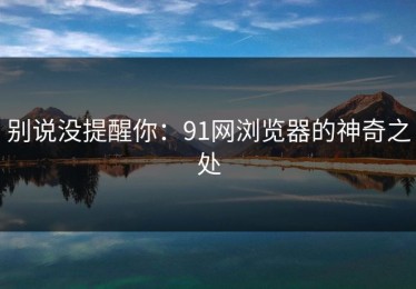 别说没提醒你：91网浏览器的神奇之处