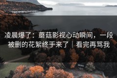 凌晨爆了：蘑菇影视心动瞬间，一段被删的花絮终于来了｜看完再骂我