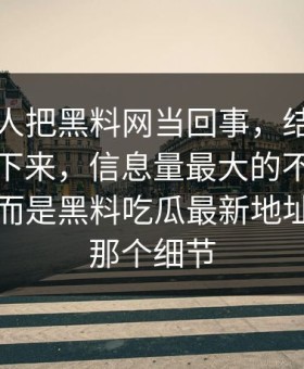 起初没人把黑料网当回事，结果越刷越停不下来，信息量最大的不是镜头本身，而是黑料吃瓜最新地址留下的那个细节