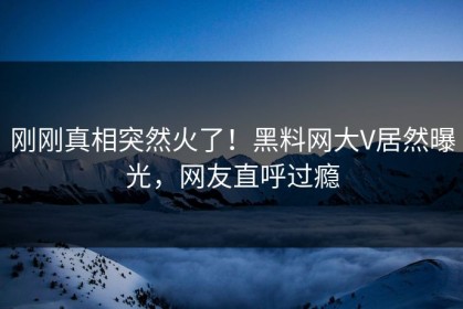 刚刚真相突然火了！黑料网大V居然曝光，网友直呼过瘾