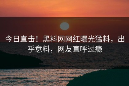 今日直击！黑料网网红曝光猛料，出乎意料，网友直呼过瘾