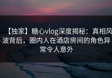 【独家】糖心vlog深度揭秘：真相风波背后，圈内人在酒店房间的角色异常令人意外