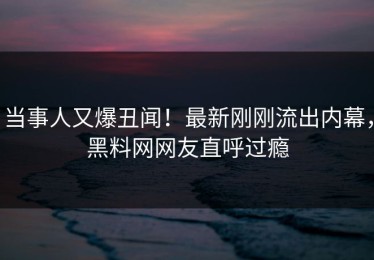 当事人又爆丑闻！最新刚刚流出内幕，黑料网网友直呼过瘾