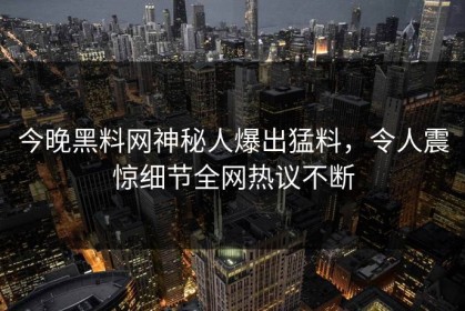 今晚黑料网神秘人爆出猛料，令人震惊细节全网热议不断