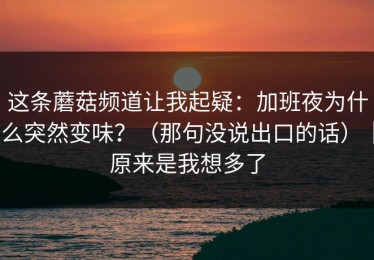 这条蘑菇频道让我起疑：加班夜为什么突然变味？（那句没说出口的话）｜原来是我想多了