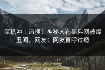 深扒冲上热搜！神秘人在黑料网被爆丑闻，网友：网友直呼过瘾