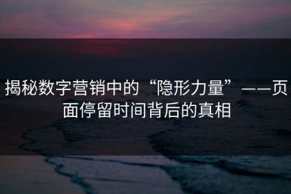 揭秘数字营销中的“隐形力量”——页面停留时间背后的真相