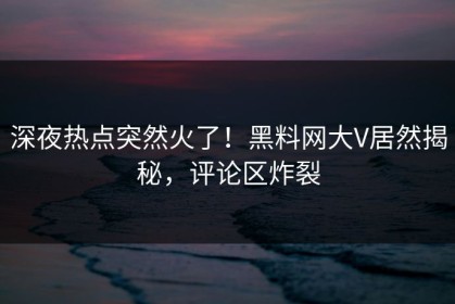 深夜热点突然火了！黑料网大V居然揭秘，评论区炸裂