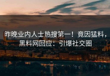 昨晚业内人士热搜第一！竟因猛料，黑料网回应：引爆社交圈