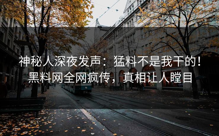 神秘人深夜发声：猛料不是我干的！黑料网全网疯传，真相让人瞠目